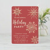 Einfache Luxus Gold Schneeflocken Weihnachten Einladung (Stehend Vorderseite)