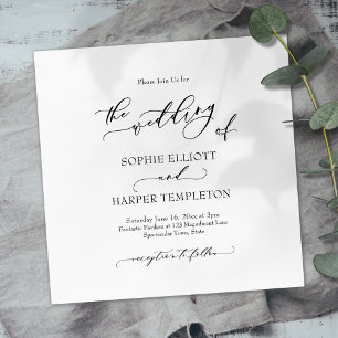 Einfache Luxus-Kalligrafie Die Hochzeit Von Einladung