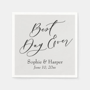 Einfache Luxus-Schriftart Best Day Ever Hellgrau Serviette