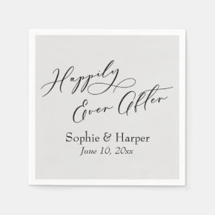 Einfache Luxus-Schriftart Happily Ever After Grau Serviette