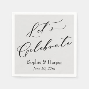 Einfache Luxus-Schriftart Let's Celebrate Grau Serviette