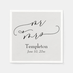 Einfache Luxus-Schriftart Mr & Mrs Grau Serviette