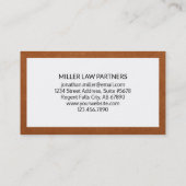 Einfache Luxusanwaltskanzlei bei der Law Business Visitenkarte (Rückseite)