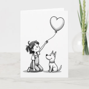 Einfache Mädchen-Hund-Liebeskarte Karte