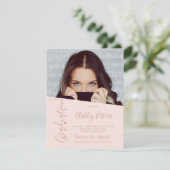 Einfache mädchenhafte Typografie - Foto Abschluss Einladung (Stehend Vorderseite)