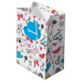 Einfache Mädchenvorname Farbiges Geburtstagsmuster Mittlere Geschenktüte