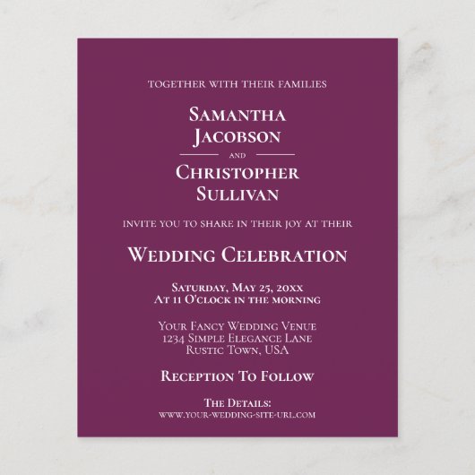 Einfache Magenta-HAUSHALTSMITTEL Einladung zum Hoc (Rückseite)