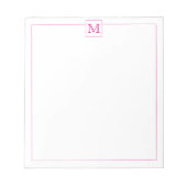 Einfache Magenta Initial Monogram Square-Grenze Notizblock (Vorderseite)