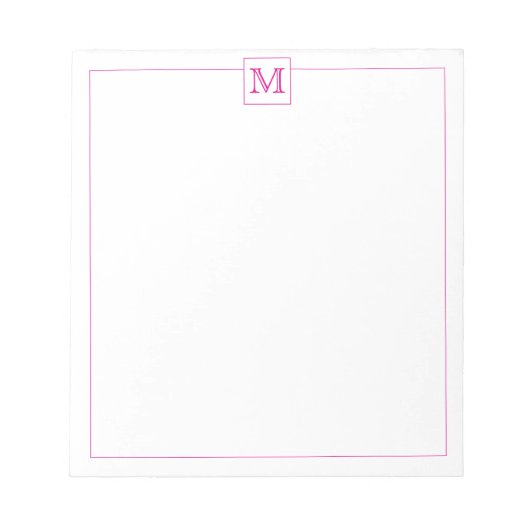 Einfache Magenta Initial Monogram Square-Grenze Notizblock (Vorderseite)