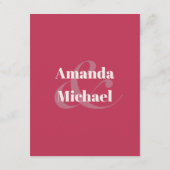 Einfache Magenta Moderne Minimalistische Hochzeits Begleitkarte (Rückseite)
