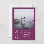 Einfache Magenta Modernes Minimales Foto Hochzeit Save The Date (Vorderseite)