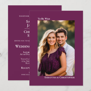 Einfache Magenta-Pflaume Vertikale Foto-Hochzeit Einladung