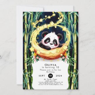Einfache magische Wasserfarbe Panda Geburtstag Einladung