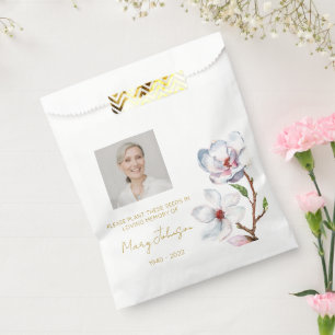 Einfache Magnolie Foto-Trauer-Samen Geschenktütchen
