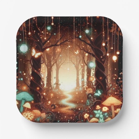 Einfache, majestätisch verzauberte Forest Baby Dus Pappteller (Vorderseite)