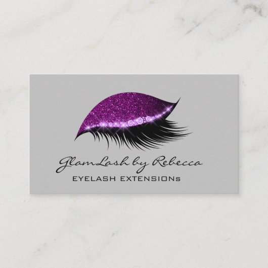 Einfache Makeuty Beauty Eyelash Glitzer Lila Visitenkarte (Vorderseite)