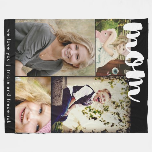 Einfache Mama Script-FotoCollage Fleecedecke (Vorderseite (Horizontal))