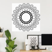 Einfache Mandala-Malvorlage Fettes Kreis-Muster Poster (Heimbüro)
