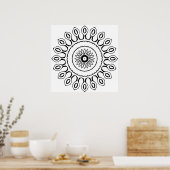 Einfache Mandala-Malvorlage mit Tränenpetalen Poster (Küche)