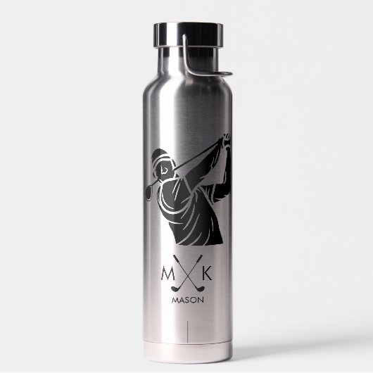 Einfache männliche Golf Player Monogram Trinkflasche (Links)