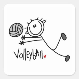 Einfache männliche Stockfigur Volleyball Quadratischer Aufkleber