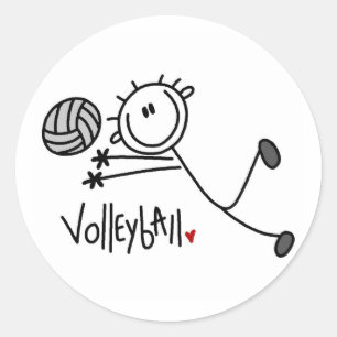 Einfache männliche Stockfigur Volleyball Runder Aufkleber