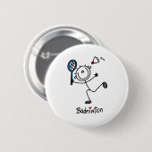 Einfache männliche Strichmännchen-Badminton Button (Vorne & Hinten)