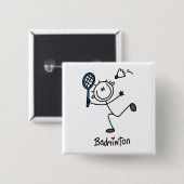 Einfache männliche Strichmännchen-Badminton Button (Vorne & Hinten)