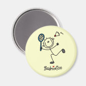 Einfache männliche Strichmännchen-Badminton Magnet (Vorderseite/Rückseite)
