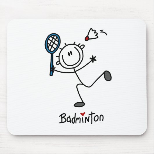 Einfache männliche Strichmännchen-Badminton Mousepad (Vorne)