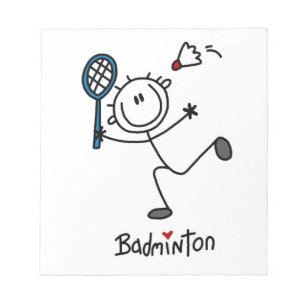 Einfache männliche Strichmännchen-Badminton Notizblock