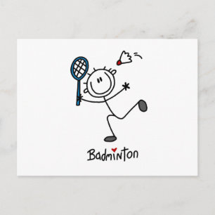 Einfache männliche Strichmännchen-Badminton Postkarte