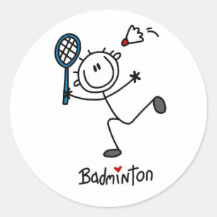 Einfache männliche Strichmännchen-Badminton Runder Aufkleber