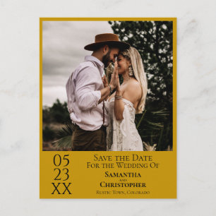 Einfache Marigold Hochzeit Speichern Sie das Date- Postkarte