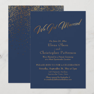 Einfache Marine & Gold Wir haben Verheiratete Scri Einladung