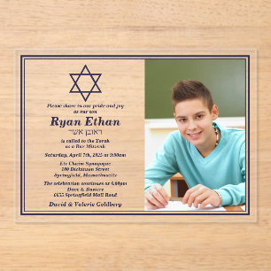 Einfache Marine Star von David Foto Bar Mitzvah Acryleinladungen