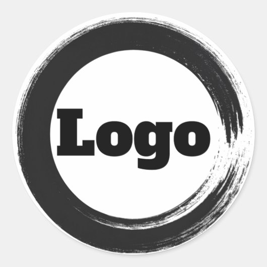 Einfache Markenbezeichnung Marketing Weiß Schwarz  Runder Aufkleber (Vorderseite)