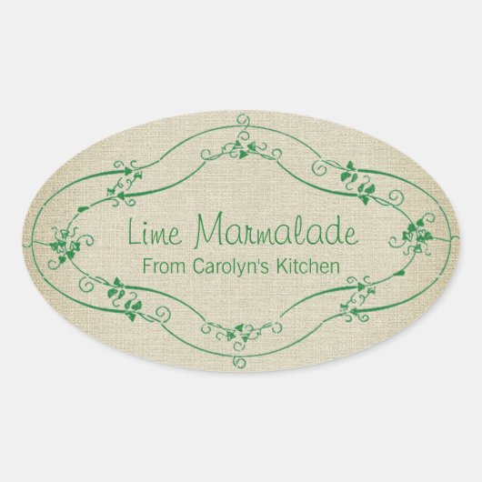 Einfache Marmalade Rustikale Linde Ovaler Aufkleber (Vorderseite)