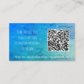 Einfache Marmorwirkung Türkis- und Blauer QR-Code Visitenkarte (Rückseite)
