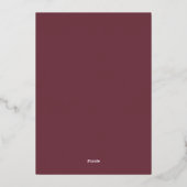 Einfache Maroon-Minimalistische Hochzeitseinladung Folieneinladung (Rückseite)