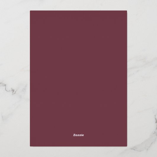 Einfache Maroon-Minimalistische Hochzeitseinladung Folieneinladung (Rückseite)