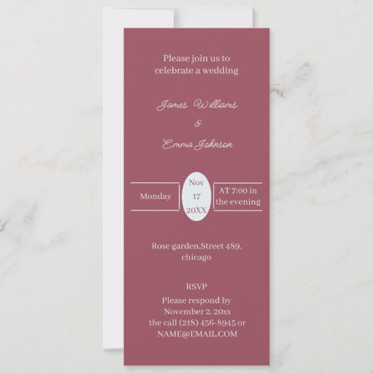Einfache Maroon-Personalisierte Hochzeitseinladung Save The Date (Vorderseite)