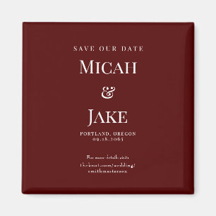 Einfache Maroon & White Wedding Rettete unser Datu Magnet
