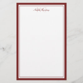 Einfache Maroon-Zwei-Monogramm-Dicke und dünne Gre Briefpapier