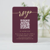 Einfache Marsala Hochzeit RSVP mit QR-Code Karte (Stehend Vorderseite)