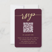 Einfache Marsala Hochzeit RSVP mit QR-Code Karte (Vorderseite)