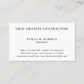 Einfache Maskuline Grau Moderne Visitenkarte (Rückseite)