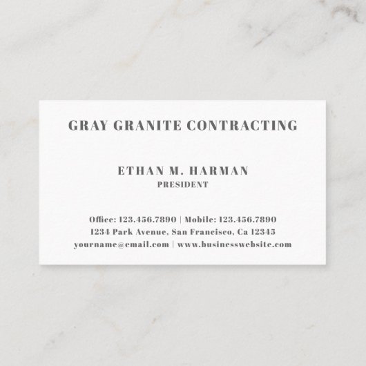 Einfache Maskuline Grau Moderne Visitenkarte (Rückseite)