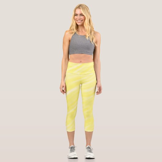 einfache Massivfarbe, kundengelb, pastellfarben un Capri Leggings (Vorderseite)