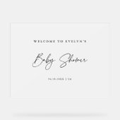Einfache Mattierte Script Baby Dusche Willkommen Acrylschild (Vorderseite)